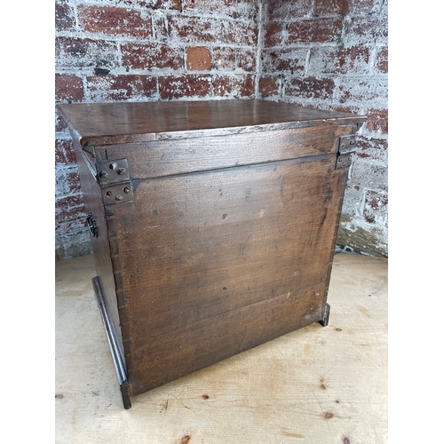 447 - Georgian, Period Oak Close Stool With Faux Drawer Panelling & Carry Handles Circa 1790