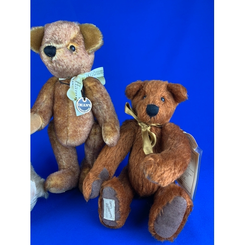 75 - 3 x Deans Rag Book Company Limited Edition Collectors Teddy Bears.  Fuzzy, Hampton and Hobson - all ... 