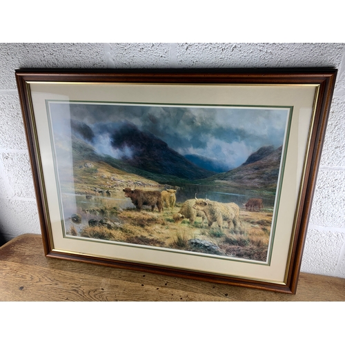 143 - Large Louis Bosworth Hurt Print of Highland Cattle in a Scottish Glen