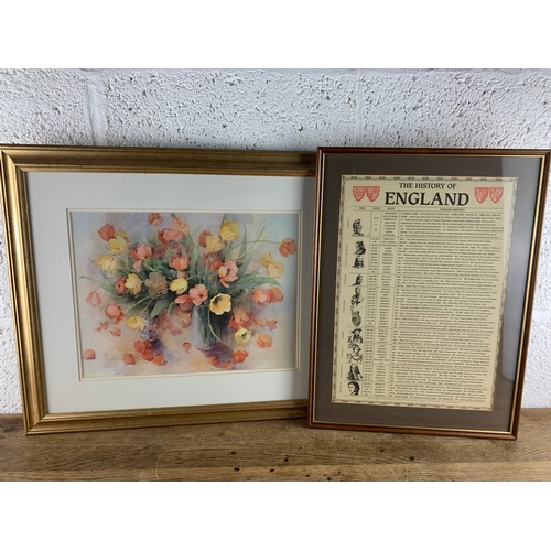 148 - Floral Print with The history of England Plaque