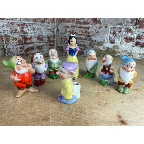 160 - 1930's Walt Disney Snow White & Seven Dwarves Toothbrush Porcelain Holders