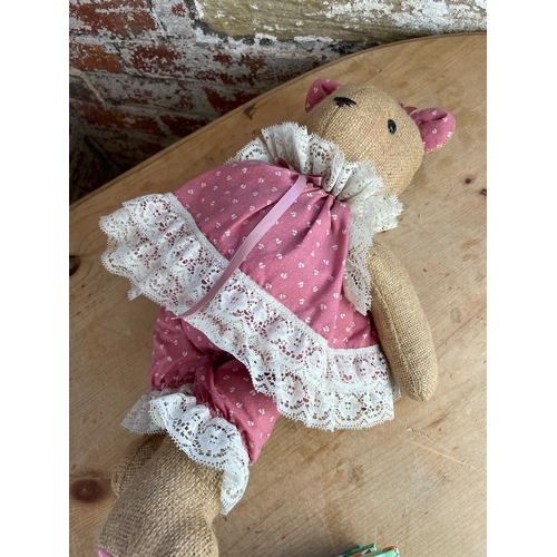 80 - Vintage Hessian / Burlap Teddy Bear