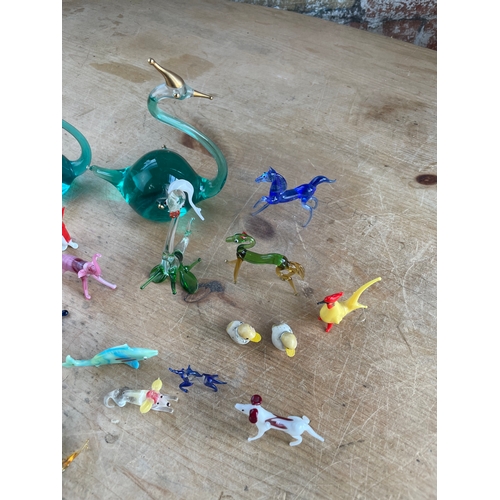 297 - Vintage Lamp Work Glass Ornaments & Liquid Filled Swans