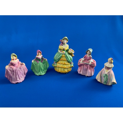 189 - W.H.Goss Sandy Rose Figurine, Two Arcadian Figurines, Doris (Green & Purple)  & Royal Doulton Bo Pee... 