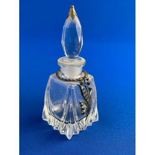 50 - Nice Vintage Perfume Bottle With Metal Detail.