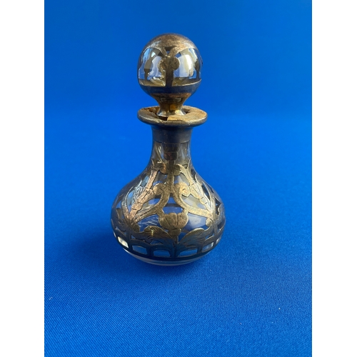 51 - Art Nouveau Scent Bottle With Silver Detail. Neck a/f