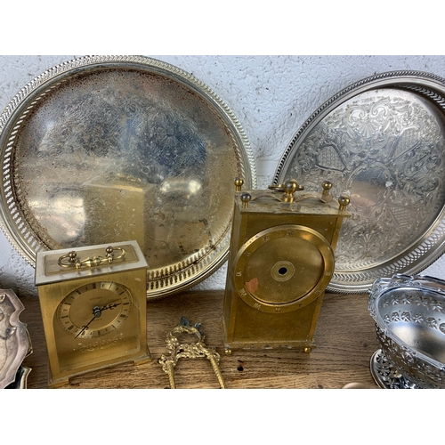 273 - Very Large selection of Metalware inc. Brass Strainers, Seven Trays, Enamelled Plates, Napkin Rings,... 