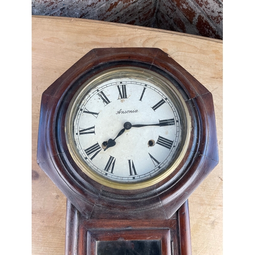 64 - Ansonia New York Regulator Style Wall Clock