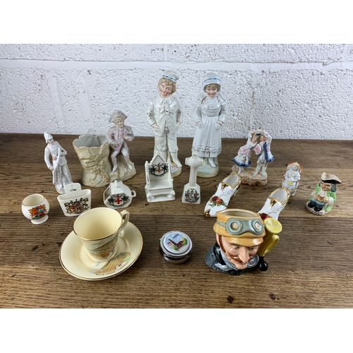 172 - Large Collection of Collectable Ceramics inc. Doulton Toby Jug, Crest ware, Figurines etc.