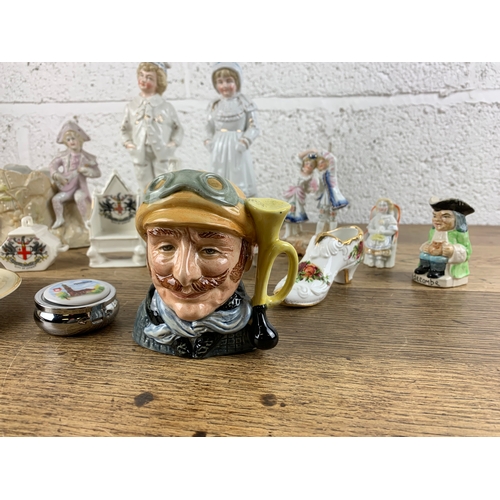 172 - Large Collection of Collectable Ceramics inc. Doulton Toby Jug, Crest ware, Figurines etc.