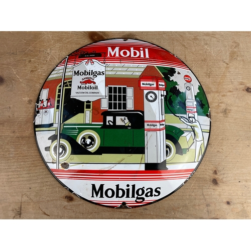 247 - Mobilgas Enamel Convex Sign Wall Plaque