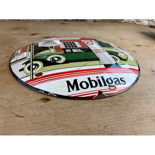 247 - Mobilgas Enamel Convex Sign Wall Plaque