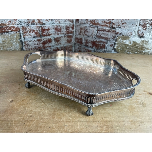 253 - Good Quality Silver On Copper Gallery Tray