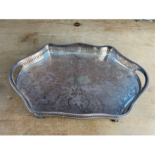 253 - Good Quality Silver On Copper Gallery Tray