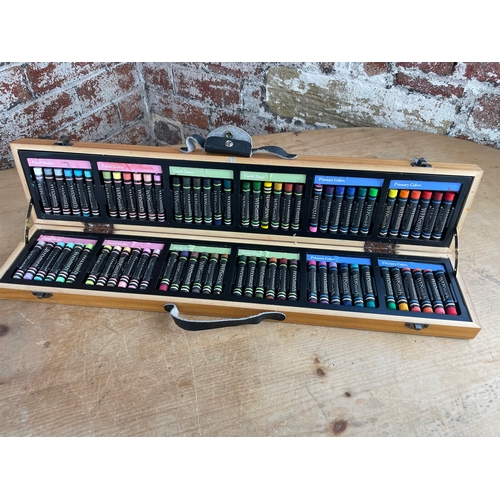 257 - Artists Soft Oil Pastel Set In Wooden Carry Case