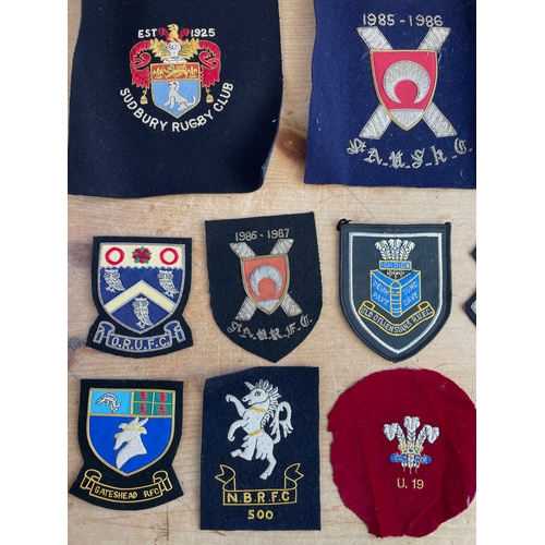 240 - 16 Assorted Vintage Embroidered Badges & Patches Inc. Rugby