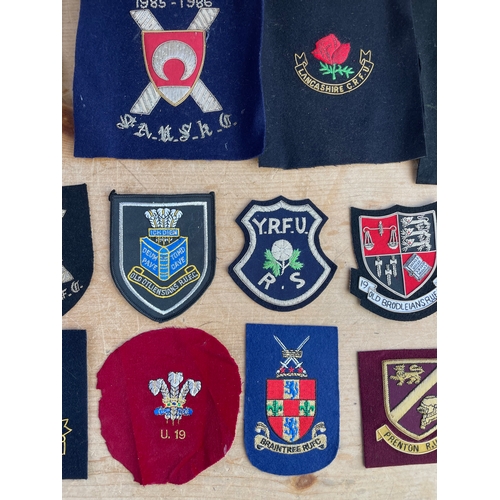 240 - 16 Assorted Vintage Embroidered Badges & Patches Inc. Rugby