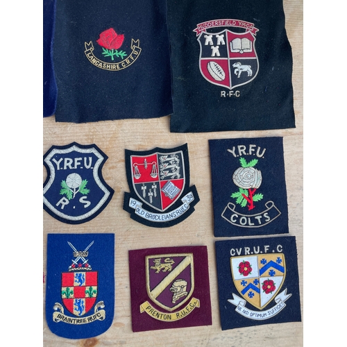 240 - 16 Assorted Vintage Embroidered Badges & Patches Inc. Rugby