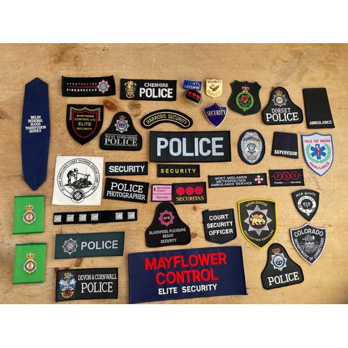 243 - Over 30x Assorted Vintage Embroidered Badges, Patches & Enammel Badges Mostly Police, Security & Eme... 