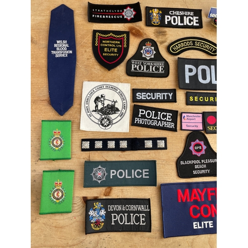 243 - Over 30x Assorted Vintage Embroidered Badges, Patches & Enammel Badges Mostly Police, Security & Eme... 