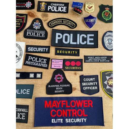 243 - Over 30x Assorted Vintage Embroidered Badges, Patches & Enammel Badges Mostly Police, Security & Eme... 