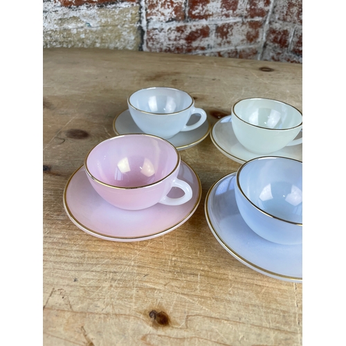 277 - Vintage Arcopal Harlequin Teacups.