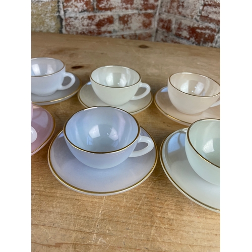 277 - Vintage Arcopal Harlequin Teacups.