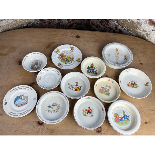 278 - Large Collection Of Vintage Nursery Rhyme Childs Plates & Bowls