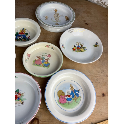 278 - Large Collection Of Vintage Nursery Rhyme Childs Plates & Bowls