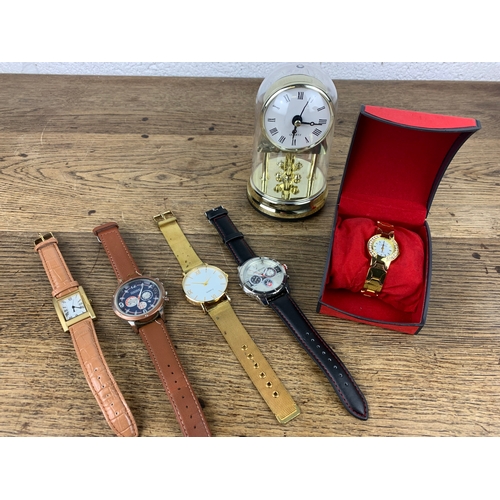 24A - 5 x Watches and One Clock - One watch as new, one a/f