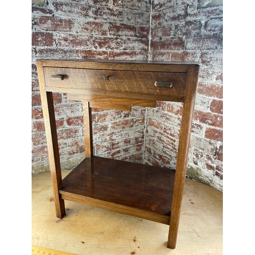 515 - Art Deco Oak Side Table With Drawer. Originally a Cutlery Canteen