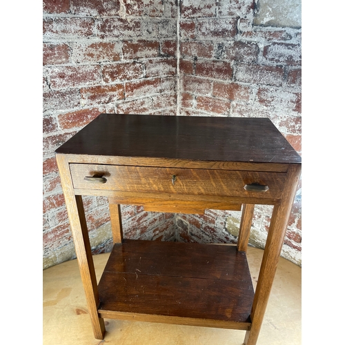 515 - Art Deco Oak Side Table With Drawer. Originally a Cutlery Canteen