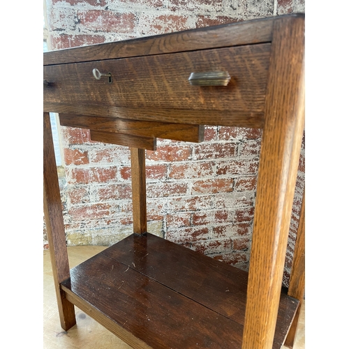 515 - Art Deco Oak Side Table With Drawer. Originally a Cutlery Canteen