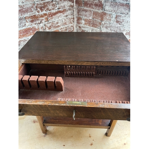 515 - Art Deco Oak Side Table With Drawer. Originally a Cutlery Canteen