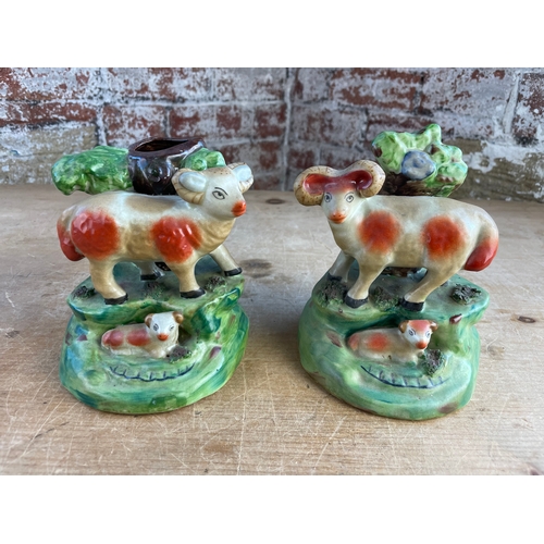 361 - Two Staffordshire Pearlwear Rams