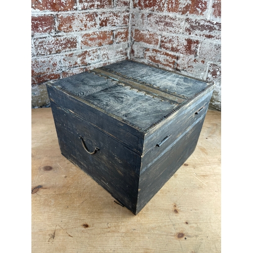 155 - Vintage Wooden Box With Metal Detail