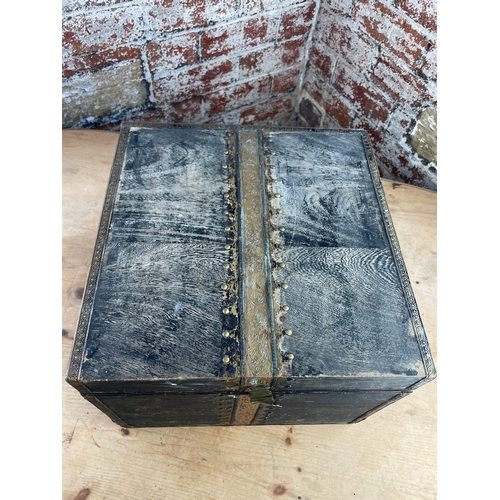 155 - Vintage Wooden Box With Metal Detail