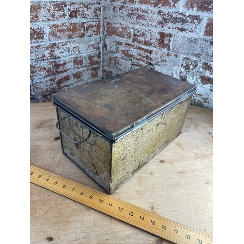 157 - Small Metal Chest / Deed Box