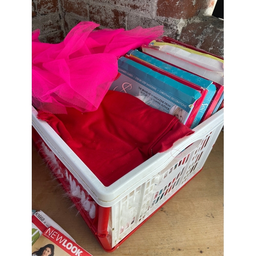 471 - Two Crates Of Material & Sewing Patterns