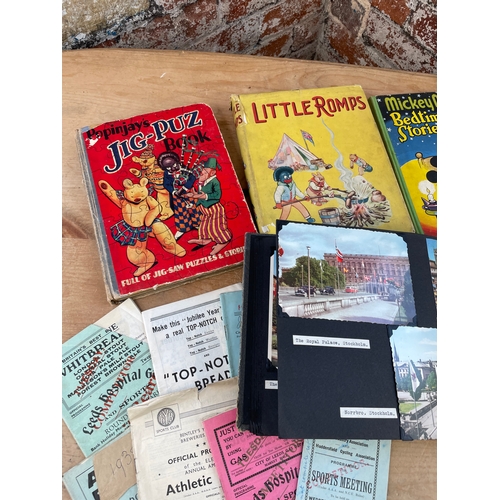 175 - Assorted Paperwork Inc. Vintage Children's Books, Mickey Mouse & Golly Interest