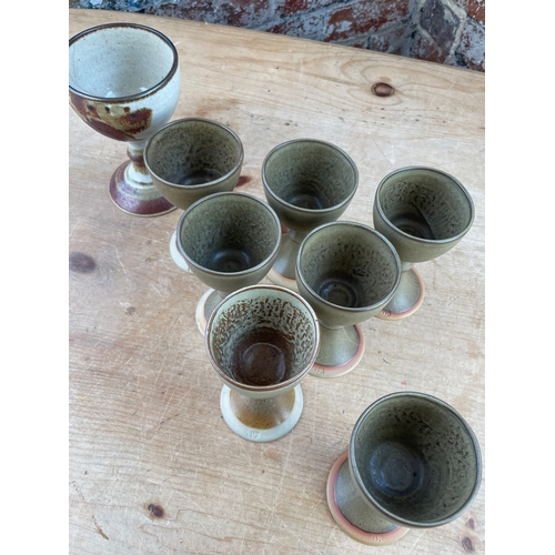 376 - 7x Studio Pottery Goblets by Louis Hudson Trethevy Cornwall