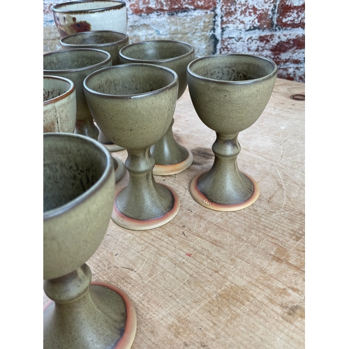 376 - 7x Studio Pottery Goblets by Louis Hudson Trethevy Cornwall