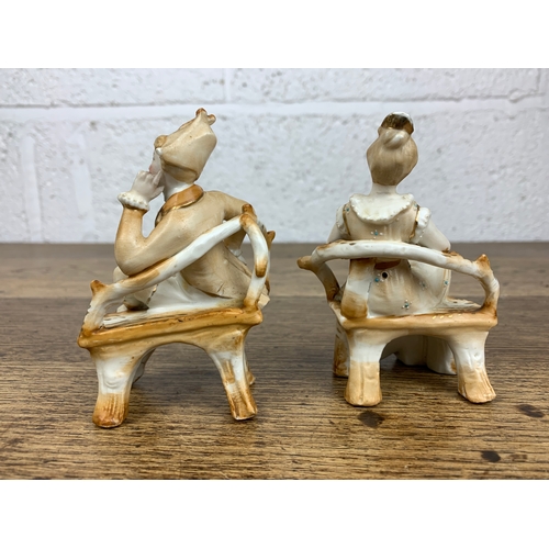 413 - Pair of Conte & Boehme Seated Figurines - one a/f