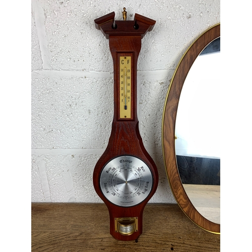 514 - Mid-Century Mirror and Barometer a/f