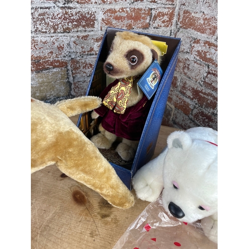 78 - Collectable Teddy Bears Inc. Avon Musical Puppy, Meerkat, Coca Cola & Vintage Camel.