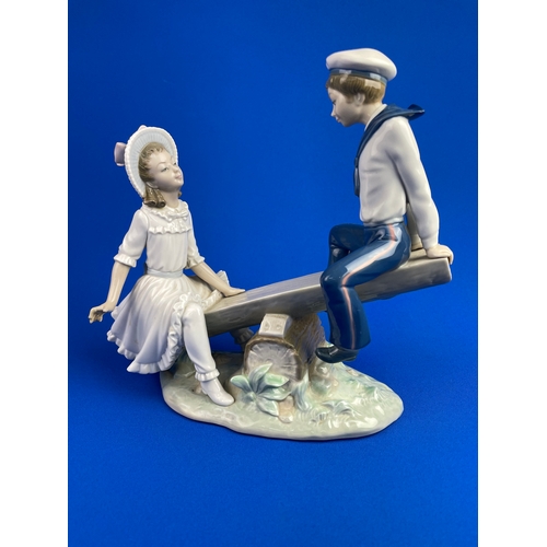 381 - Lladro Figure, Boy & Girl On Seesaw Model 1255