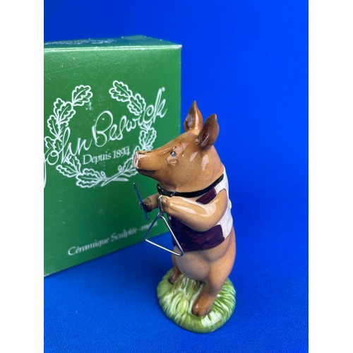 383 - Beswick James The Triangle Player. Pig Band. Boxed With COA. ear a/f