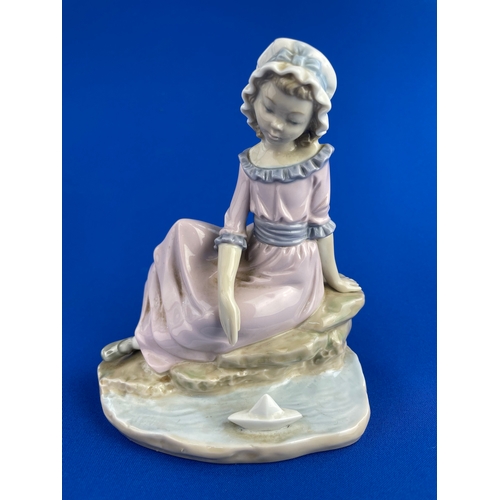 388 - Nao By Lladro, Cascades Porcelain Figurine (a/f) & One Other.