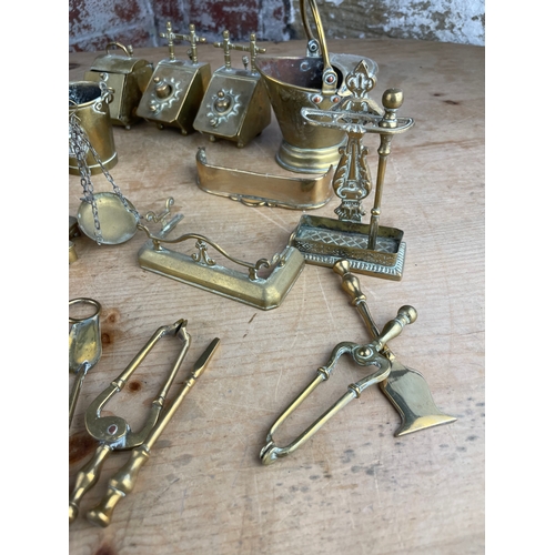 206 - Miniature Brass Items Inc. Scales, Mining & Fire Related.