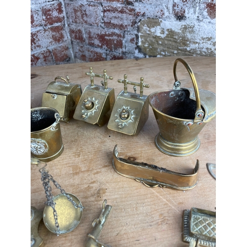 206 - Miniature Brass Items Inc. Scales, Mining & Fire Related.